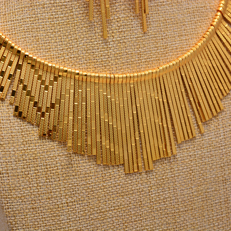 Dubai wedding Gold Color jewelry sets dubai women Women African Necklace Earrings Party Wedding Bridal Accessories Bride Gift