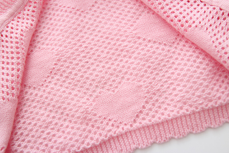 Pink Heart Summer Baby Sweater Jacket Baby Girls Cardigan Short-Sleeved Baby Coat 1 Years Old Toddler Clothes 194001