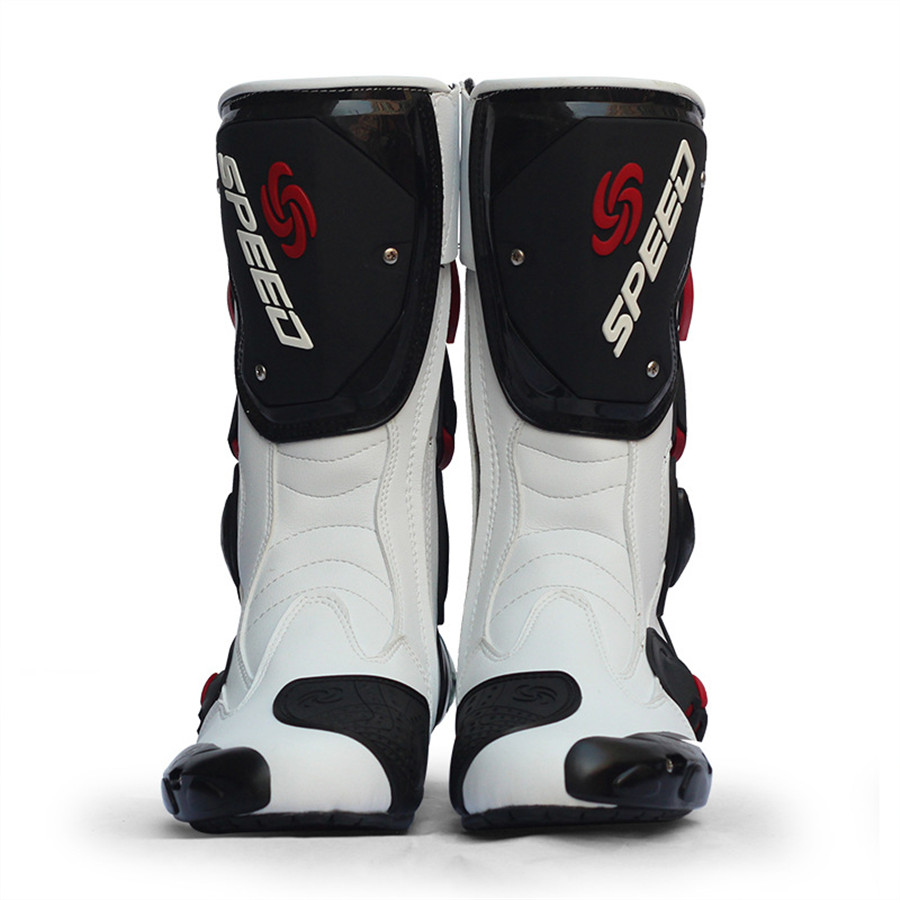 Pro-biker Speed Mid-calf Protective Gear Motorcycle Boots Moto Shoes Motorcycle Riding Racing Motocross Boots Black Red White