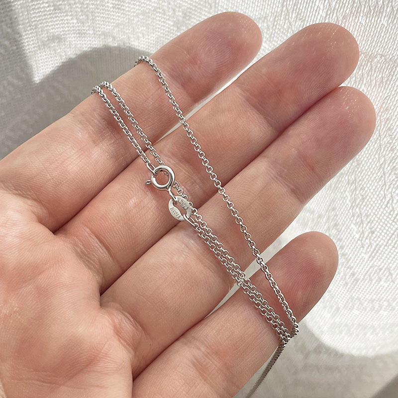 35-90cm 1.5mm 925 Sterling Silver Circle Rolo Chain Necklace Women Girl Italy Men Jewelry Kolye Collare Collier Ketting Sieraden