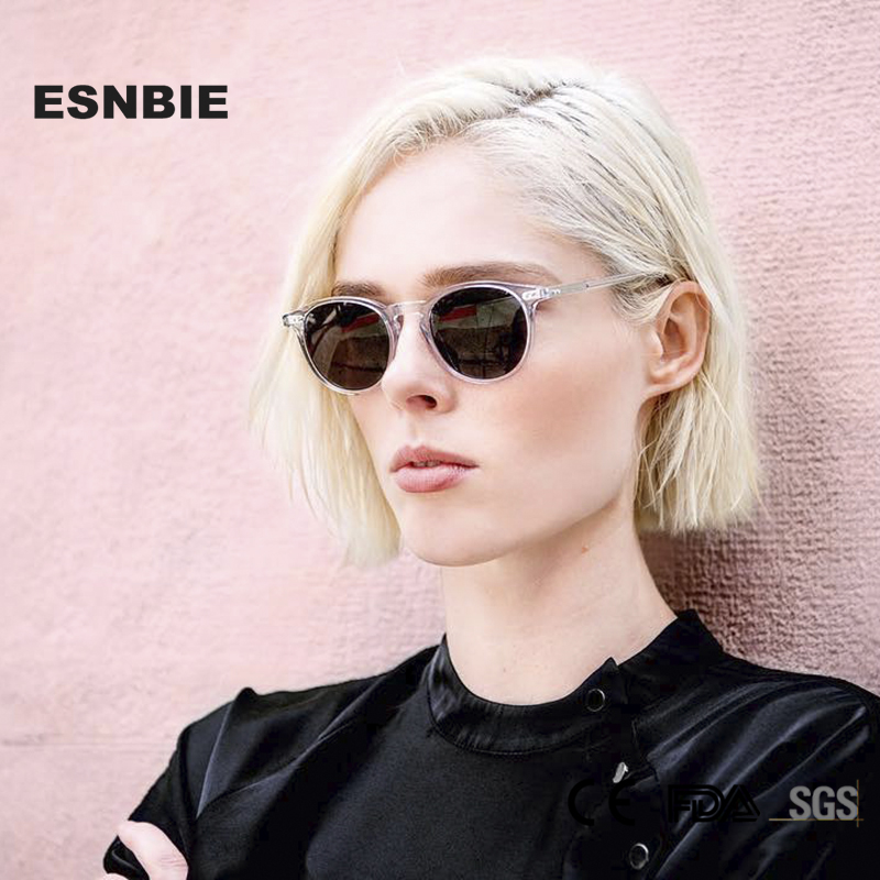 New Transparent Gray Round Eyeglasses Frame With Magnetic Polarized Clip On Sunglasses Women Designer TR90 Flexible Frame Glass