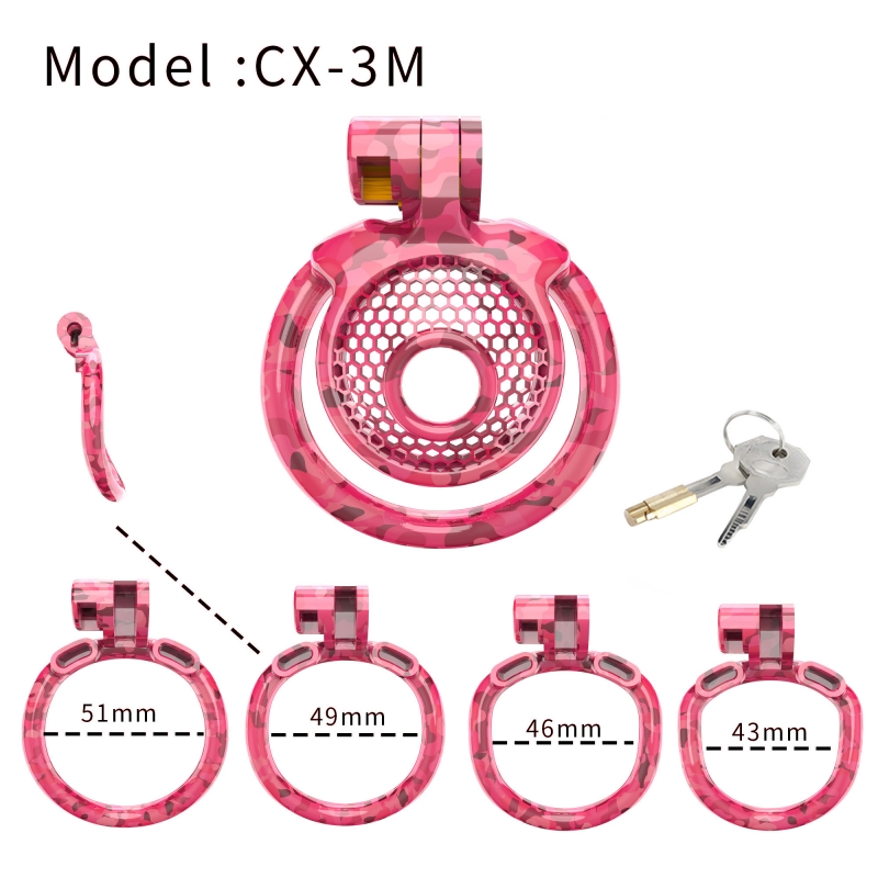 Positive/negative Super Small Chastity Cage Sissy Cross-dressing Toys Camouflage Chastity Lock with 4 Sizes Penis Ring Sexy Toys