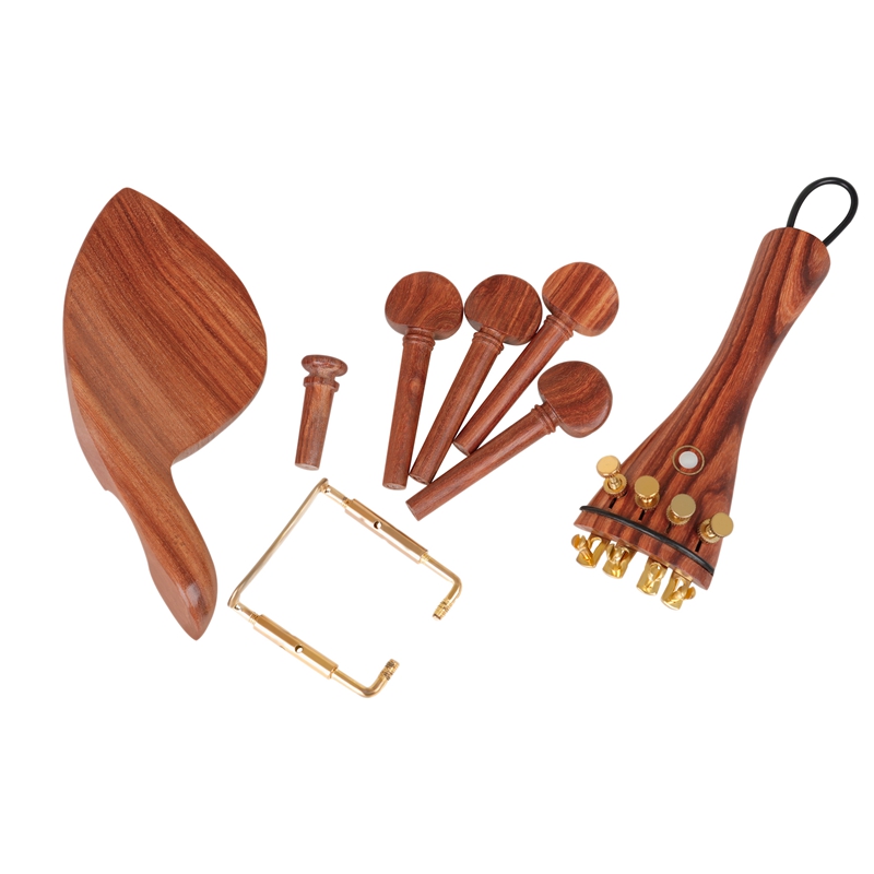 4/4 Violin Parts,Jujube Wood Violin Chin Rest Chinrest With Tuning Peg Tailpiece Endpin Violin Accessory