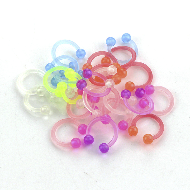 10PCS/20PCS Luminous Acrylic Body Piercing Jeweller Horseshoe Septum Piercing Nose Lip Ring Ear Bar Choose