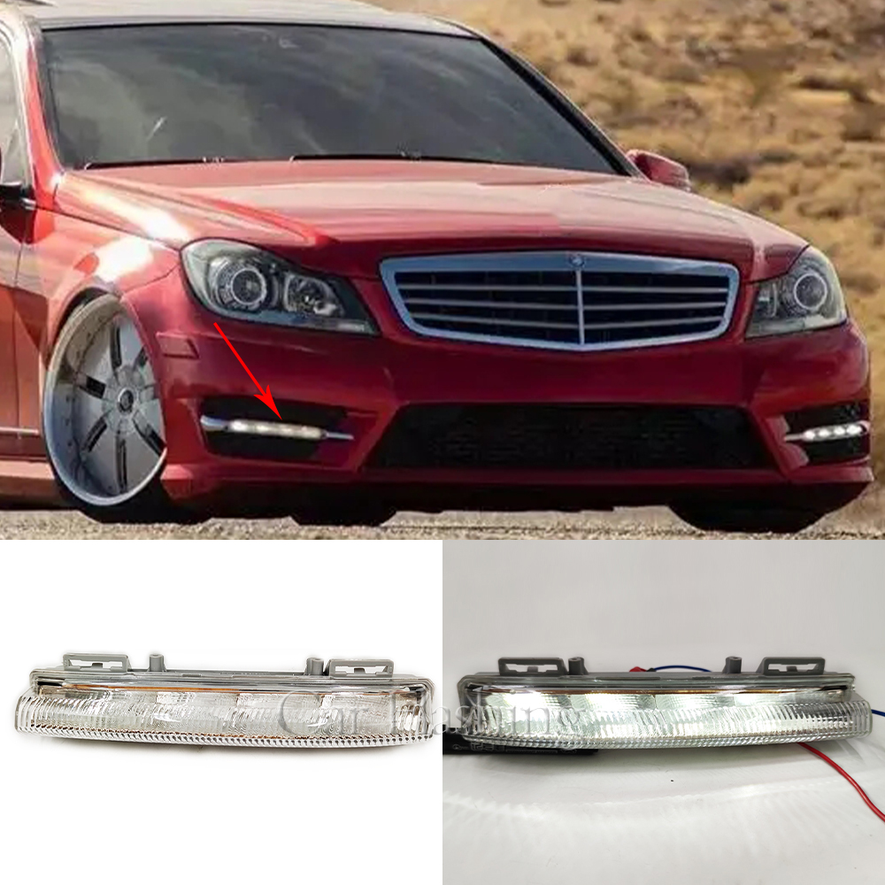 For Mercedes-Benz W204 W212 C250 C280 C350 E350 A2049068900 A2049069000 Car Front LED DRL Daytime Running Lamp Fog Light 12V