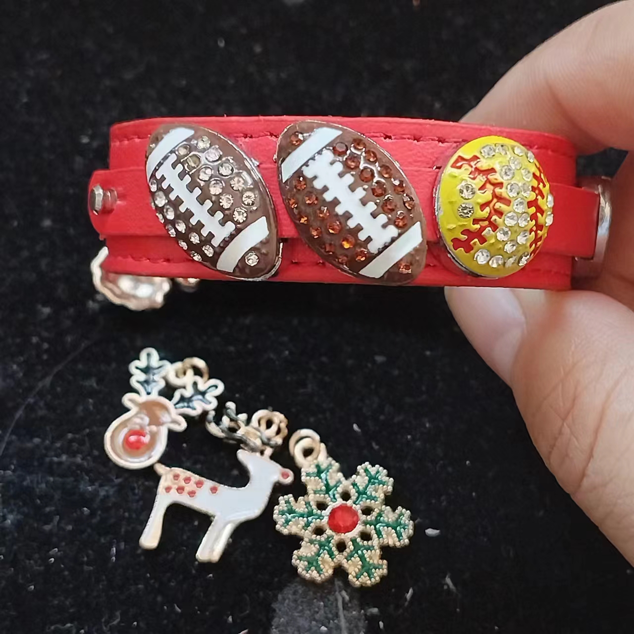 10pcs/lot 8mm American football Rugby sport slide charm fit 8mm diy bracelet keychains jewelry findings