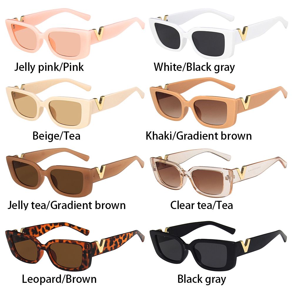 Luxury with Metal Hinges Small Retro Sunglasses for Women Jelly Sunglasses Cat Eye Frame V Sun Glasses