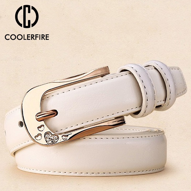 COOLERFIRE New Designer Ladies Unique Design Quality Pure Cow Cowhide Leather Women Retro Female Accessories Jeans Belt LB018