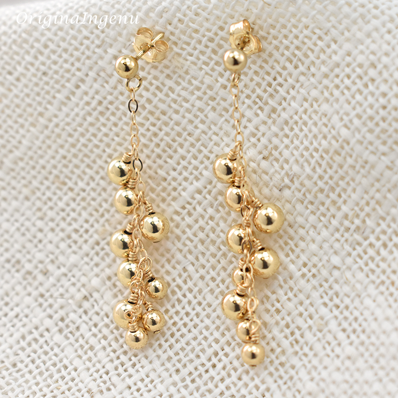 Real 14K Gold Filled Earrings Handmade Gold Jewelry Boho Oorbellen Brinco Vintage Women Jewelry Fine Jewelry Drop Earrings