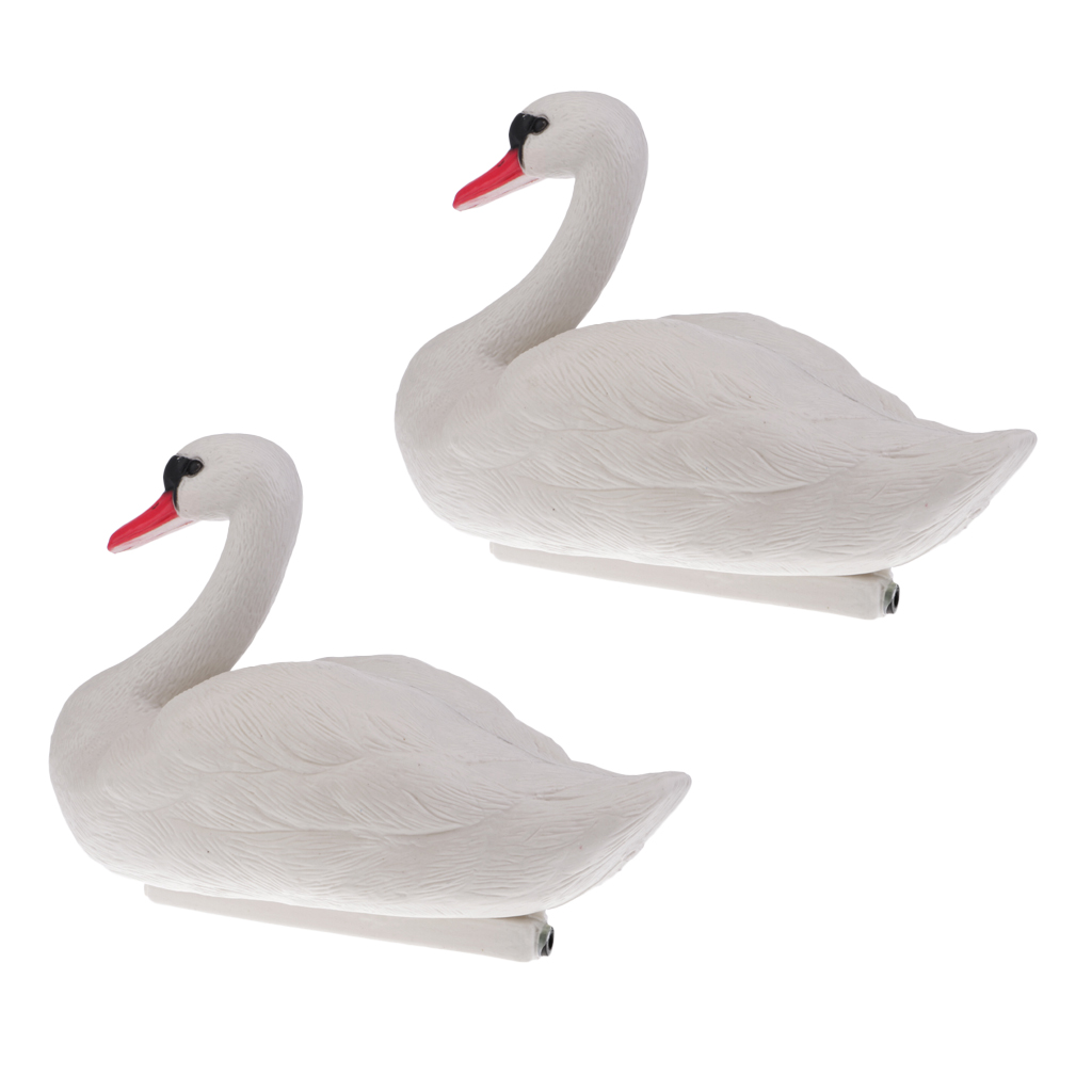 2 Pieces Floating Swan Decoy for Hunting Fishing Garden Decors Pest Scarer Realistic Ornament