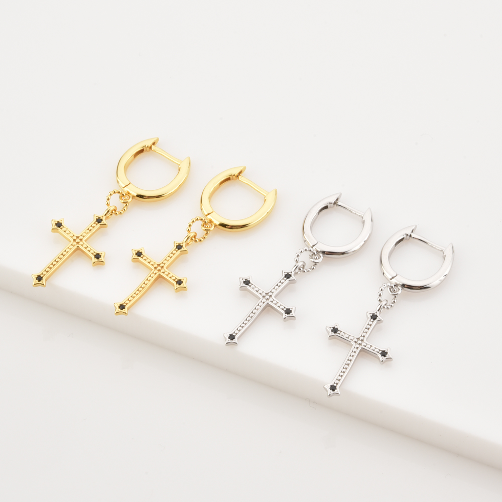 KIKICHICC 925 Sterling Silver Gold Cross Coins Fish Black Turquoise Drop Earring Rainbow Eye Piercing Pendientes Women Clips