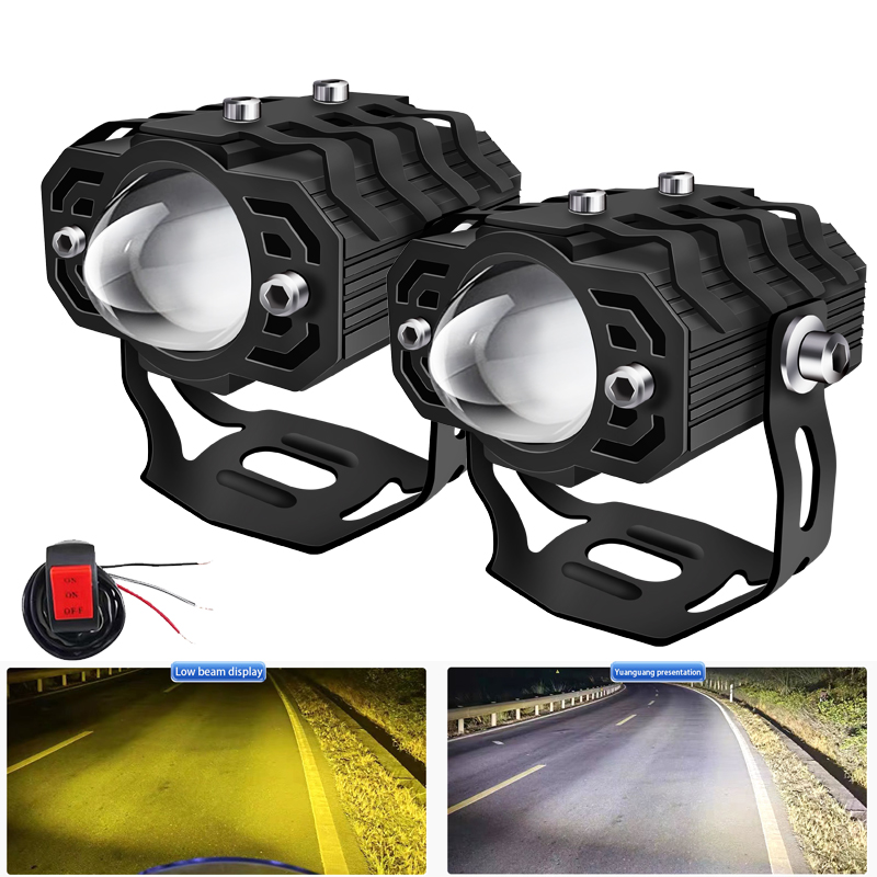 Car Motorcycle Driving Light Vehicle Headlight Projector Lens Lamp ATV Scooter Auxiliary Spotlight Lamp Moto Fog Light Bar 12V