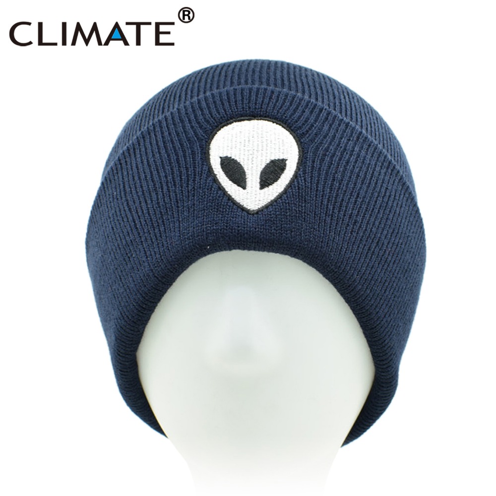 CLIMATE Alien UFO Winter Beanie Warm Knitted Men Women Hat Outstar Saucer Space Aliens HipHop Soft Hat for Adult Teenagers Boy
