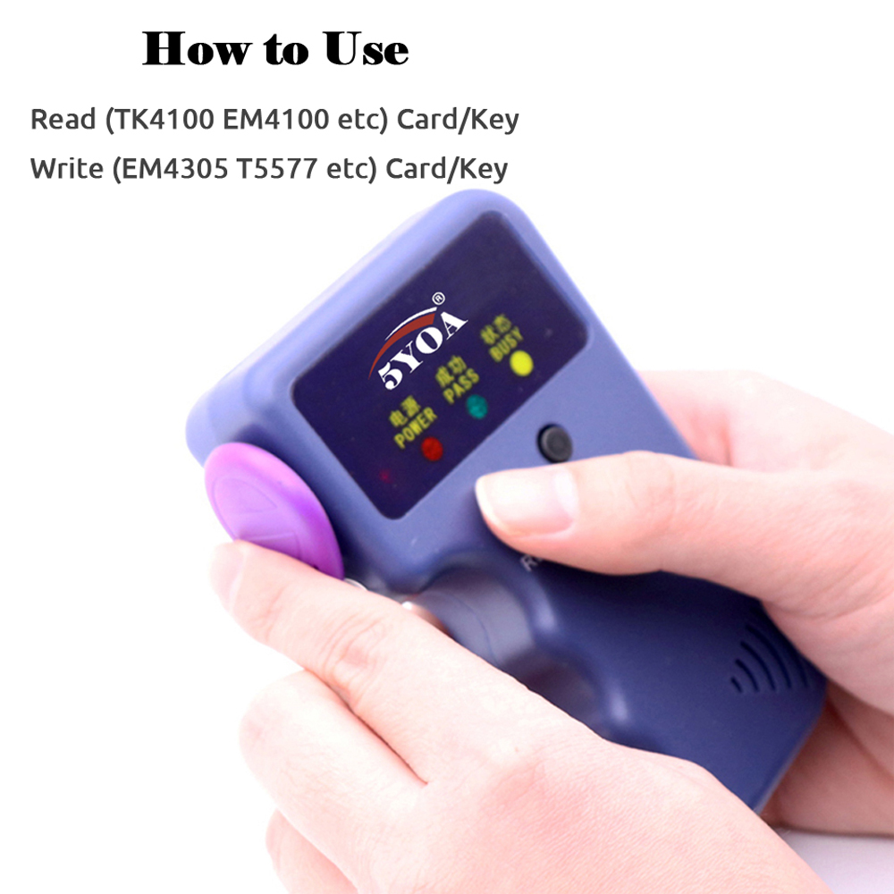 125KHz EM4100 RFID Copier Writer Duplicator Programmer Reader + T5577 EM4305 Rewritable ID Keyfobs Tags Card 5200 Handheld