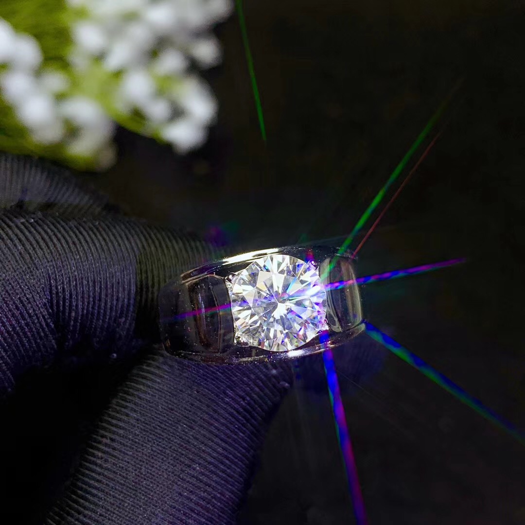 D Color Moissanite Ring for Man 0.5ct To 3ct VVS1 Grade Moissanite Man Ring 925 Silver Moissanite Jewelry