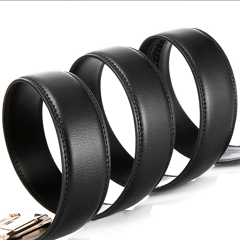 110-135CM Men Leather Belt 3.5CM Wide Strip Body Automatic NONE Free Second Layer Cowhide Factory Wholesale Christmas Gift