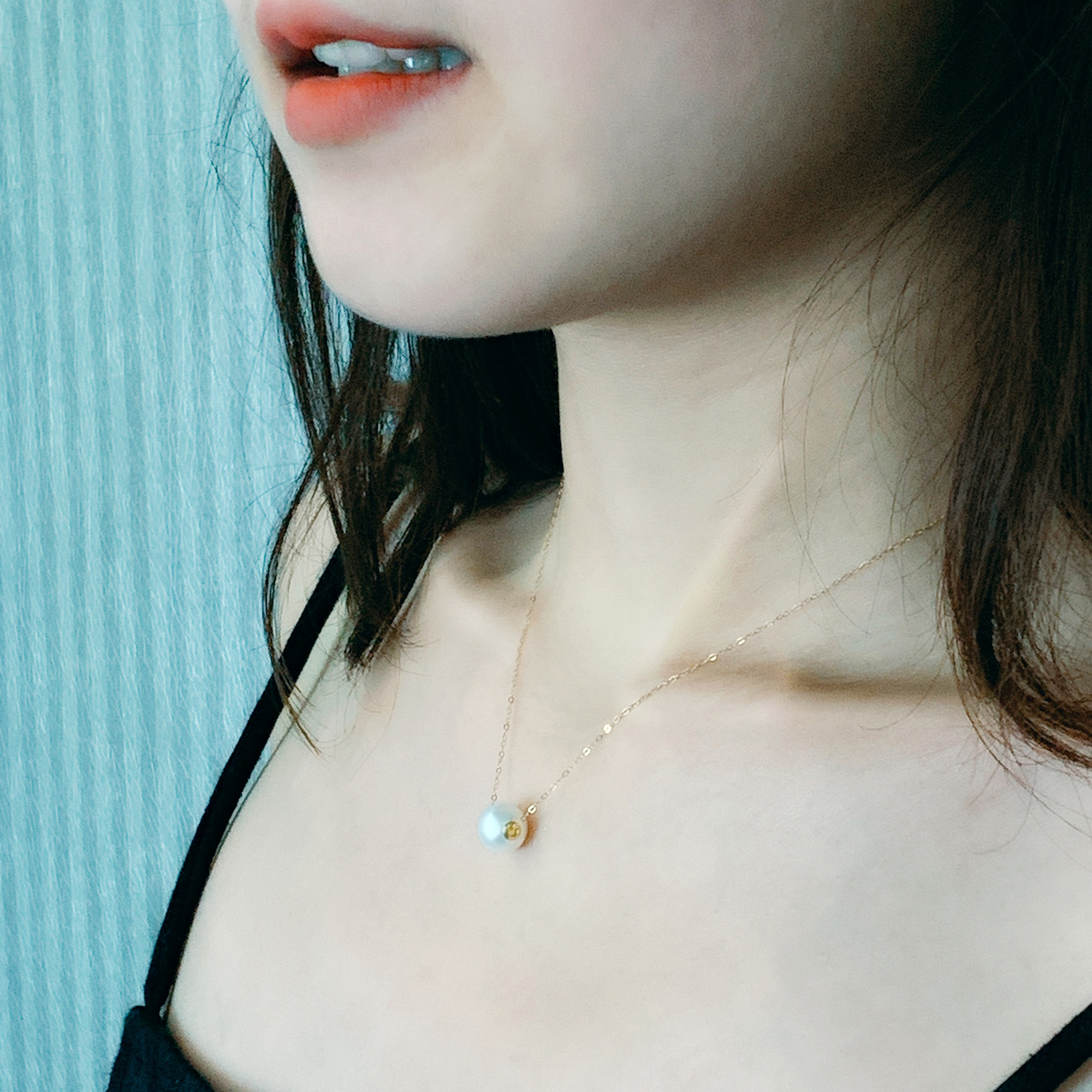 NYMPH 18K Gold Necklace Pendant Round Natural Freshwater Pearl AU750 White 8-10mm Women's Fine Jewelry Gift