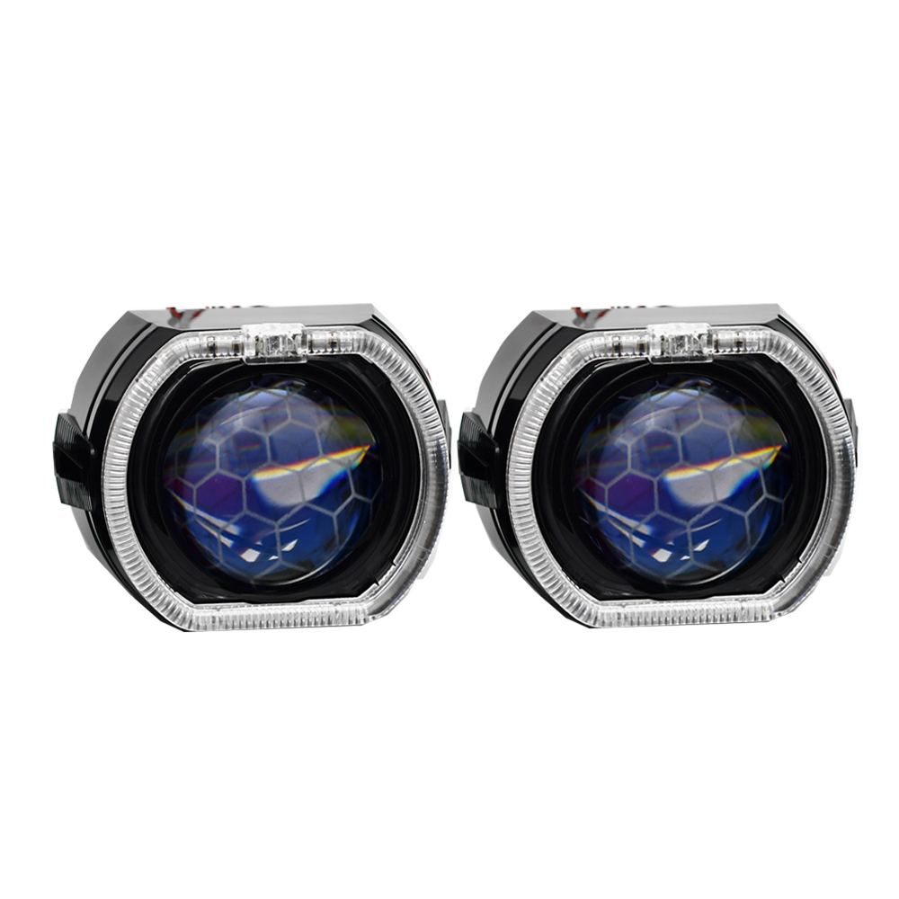 8.0 Car Lens Angel Eyes DRL Black Shrouds For Car Retrofit 2.5'' Projector Honeycomb Auto Headlight H4 H7 H1 Lights Accessories