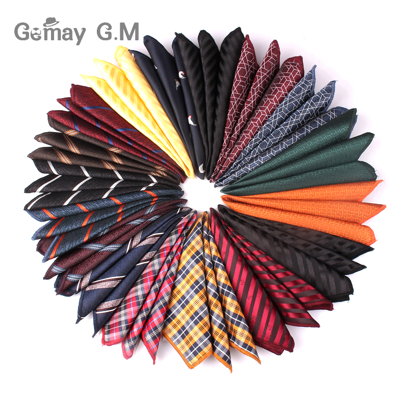 Polyester Handkerchief Striped Pocket Square For Wedding 24cm*24cm Hankies For Men Brand Suits Pocket Towel Hanky