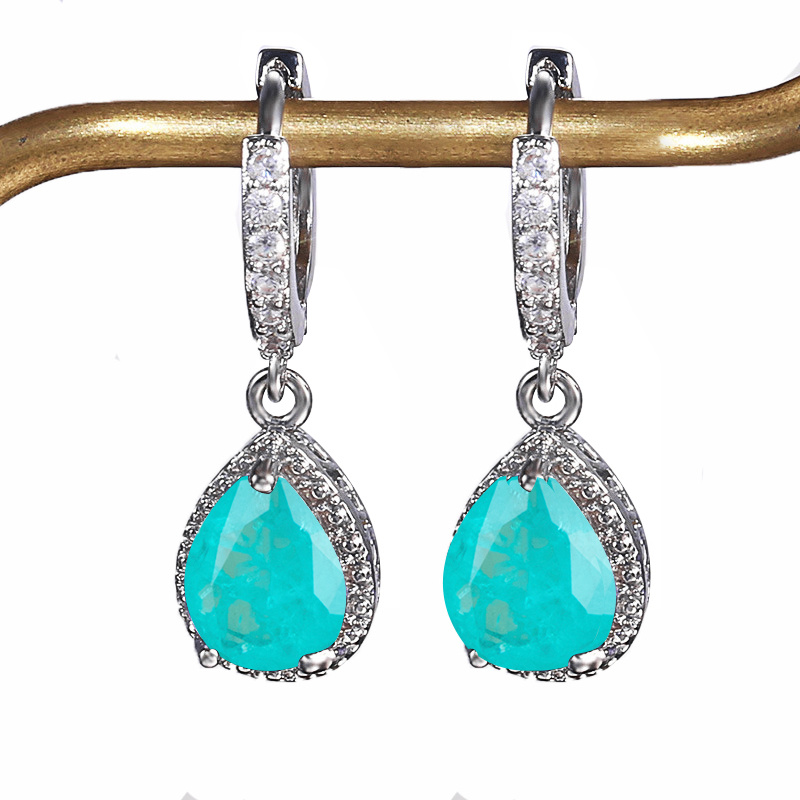 Cellacity Genuine 925 Sterling drop earrings for charm lady with 7*9mm blue sapphire gemstone wedding party wholesale gift