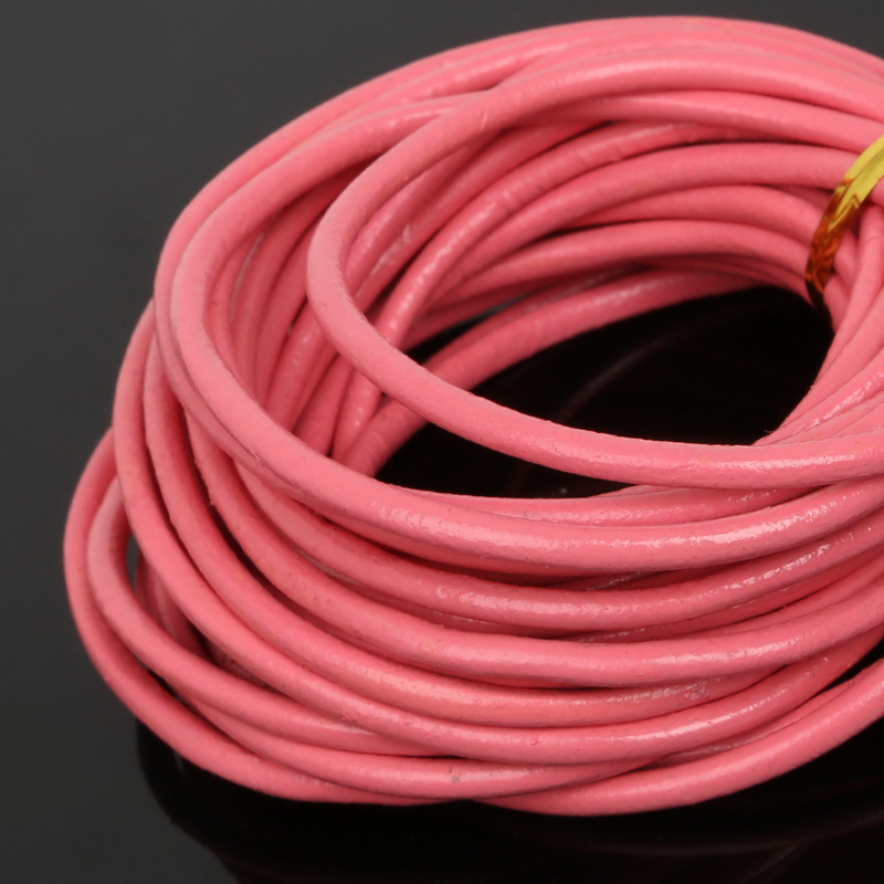 3mm 5 Meters Round Brown/Blue/Purple Genuine Leather Cord Rope String for Bracelet Necklace Making DIY Handmade Craft