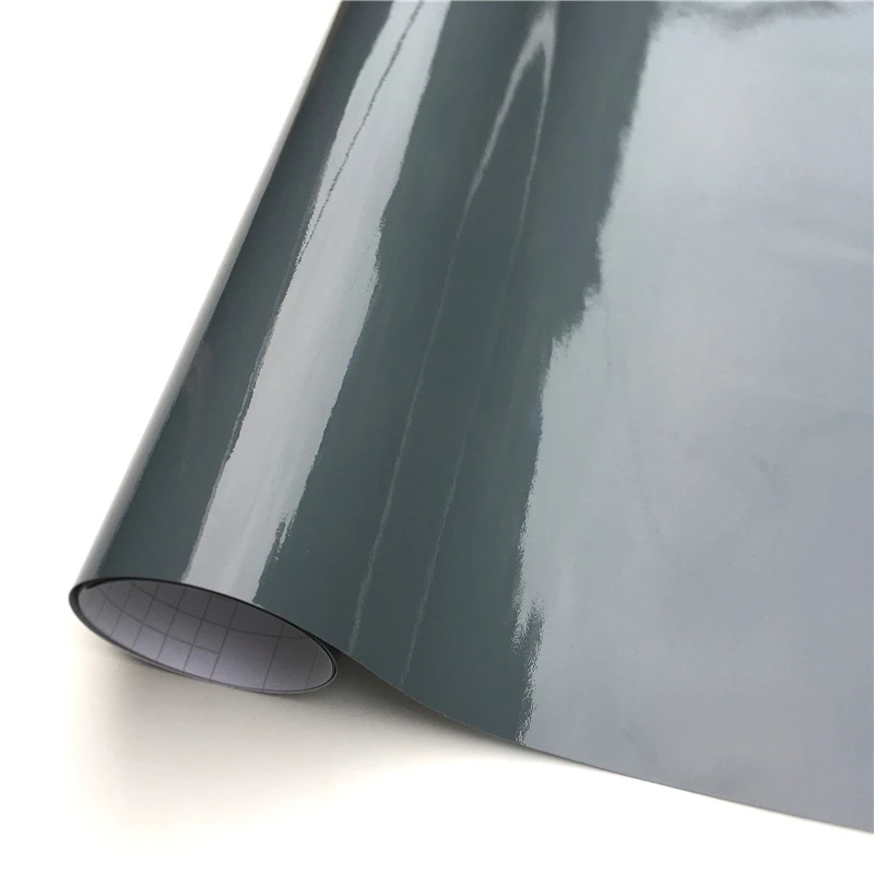 Glossy Cement Grey Vinyl Film Wrap Sticker Gloss Gray Self Adhesive Vinyl Bubble Free Console Computer Laptop Car Interior