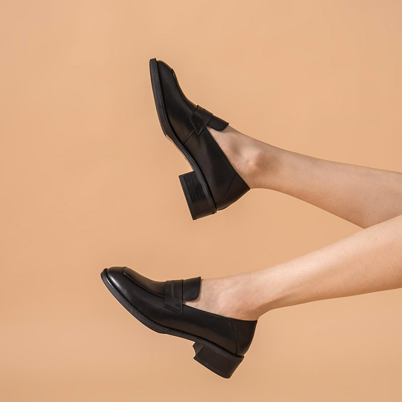 Penny BeauToday Loafers Women Genuine Cow Leather Square Toe Slip-On Style Mid Heel Office Lady Casual Shoes Handmade 21608 4f4d