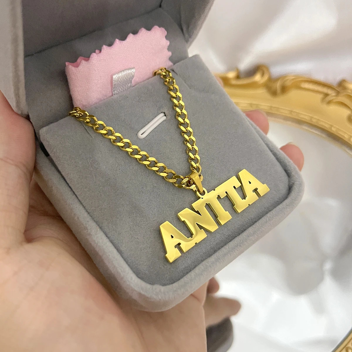 Customized Name Necklaces Pendants for Men Women Personalized Custom Gold 4mm Cuban Chain Stainless Steel Nameplate Jewelry 240624