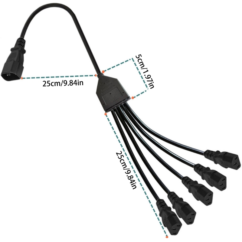 587D 1 in 2/3/4/5 Out Power Cable IEC 320 C14 to C13 Connector Splitter Adapter Cord