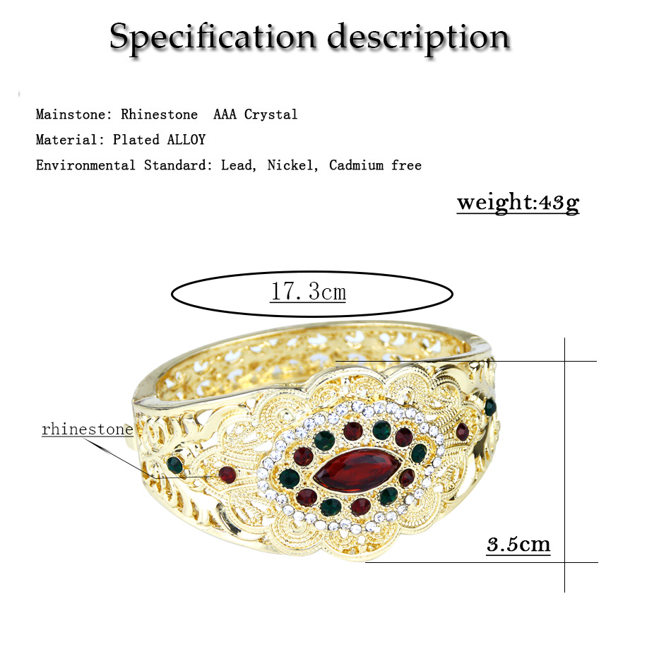 Gold Color Algeria Women Bracelet Morocco Bride Cuff Bracelet Indian Flower Bangle Arabic Wedding Banquet Jewelry Sunspciems