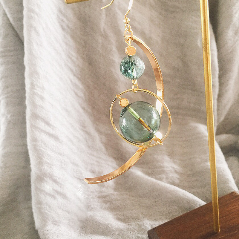 Fresh Green Bubble Dangle Earrings For Women 2020 Original Hand Blown Glass Ball Asymmetric Drop Korean Earings Femme