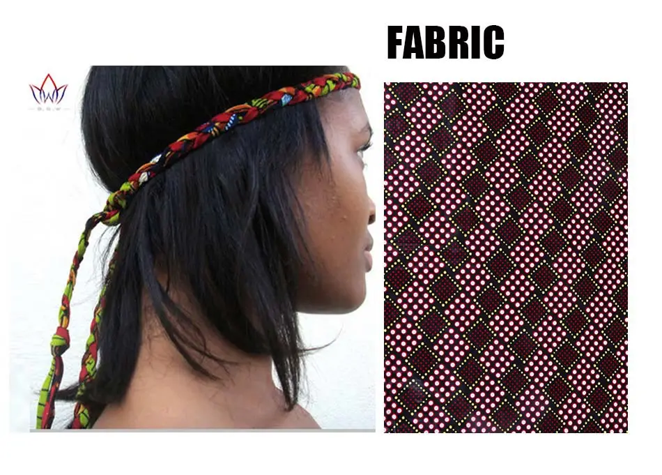 BRW Boho Chic African Print Knot Hair Band Lariat Three Strand Braided Hair Accessories African Wax Print Fabric Headbands