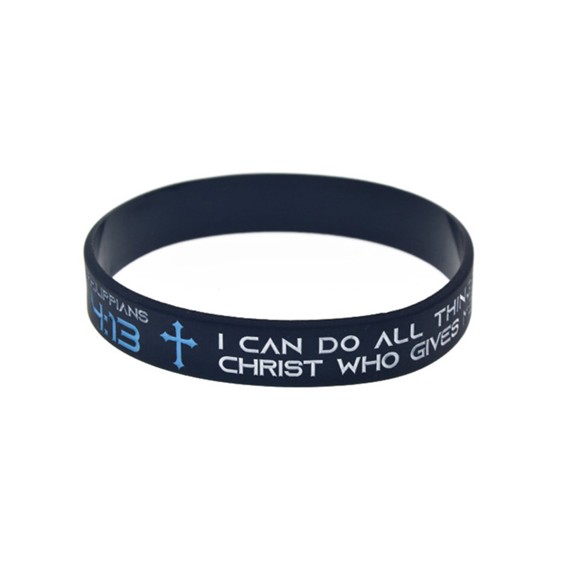 1 PC Philippians 4:13 I Can Do All Things Through Christ Who Gives Me Strength Silicone Bracelet