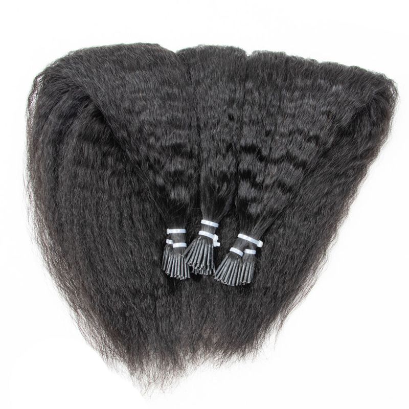 I Tip Human Hair Extensions Kinky Straight Cuticles Remy Micro Link With Free Beads 1.5cm 12"-26" Ship From US FR Warehouse