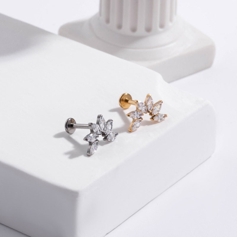 G23 Titanium Piercing Labret Studs Goth Geometric CZ Internal Thread Lip Ear Nail Helix Piercing Cartilage Conch Body Jewelry