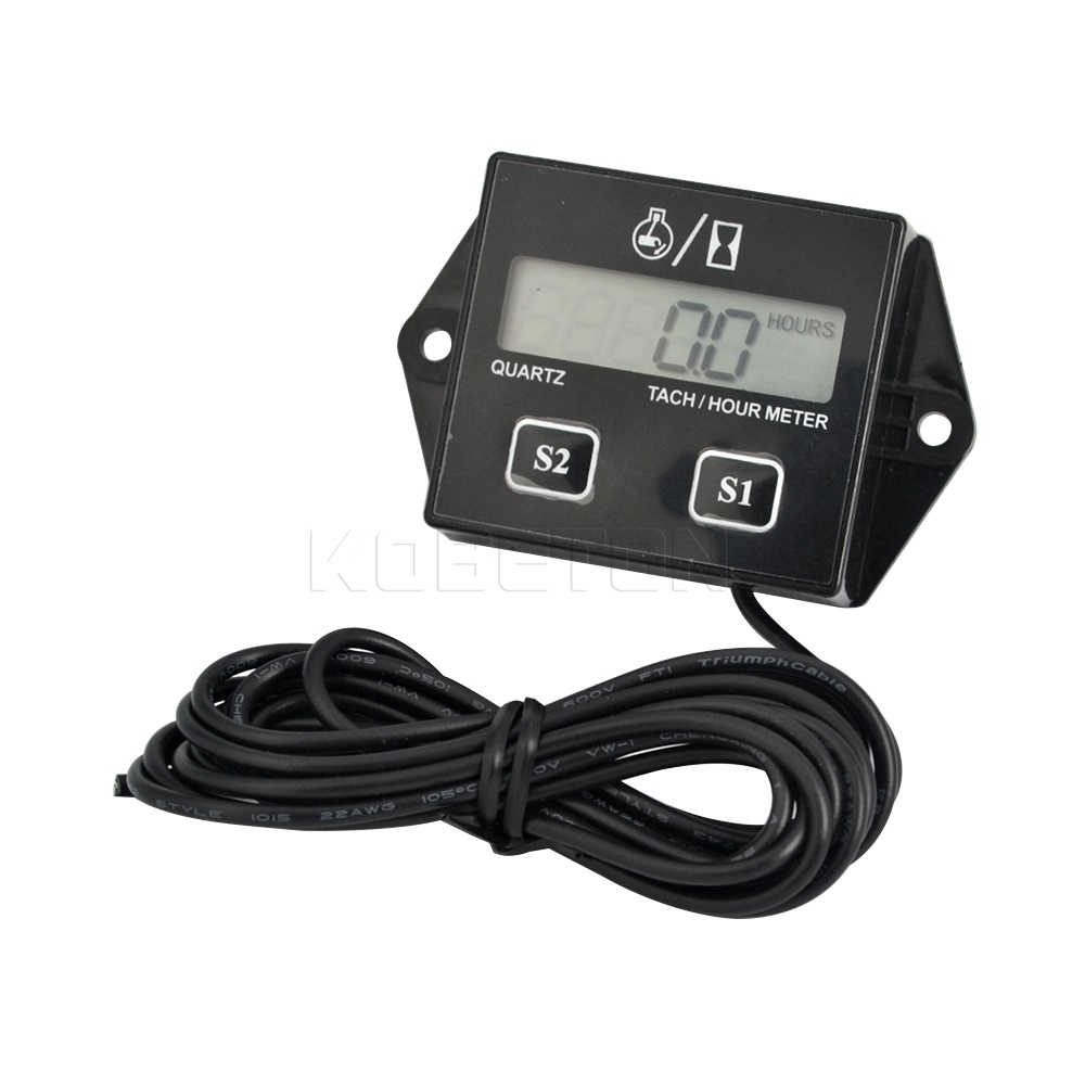 Waterproof Digital Tachometer Hour Meter Motorcycle Engine Tach Hour Meter Durable for 2/4 Stoke Gasoline Engine