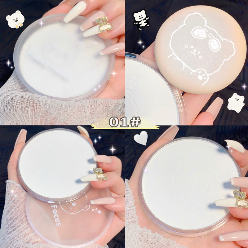 Cute Bear Makeup Pressed Powder Face Contour Palette Concealer Long-lasting Oil Control Natural Whitening Brighten Loose Powder