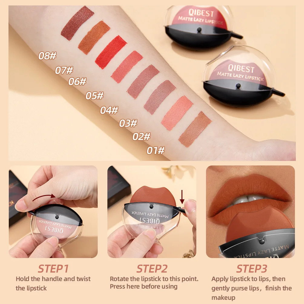 QI Lip Makeup Lazy lipstick Velvet Matte Lip Color Waterproof Non stick Cup Lasting Makeup 240705
