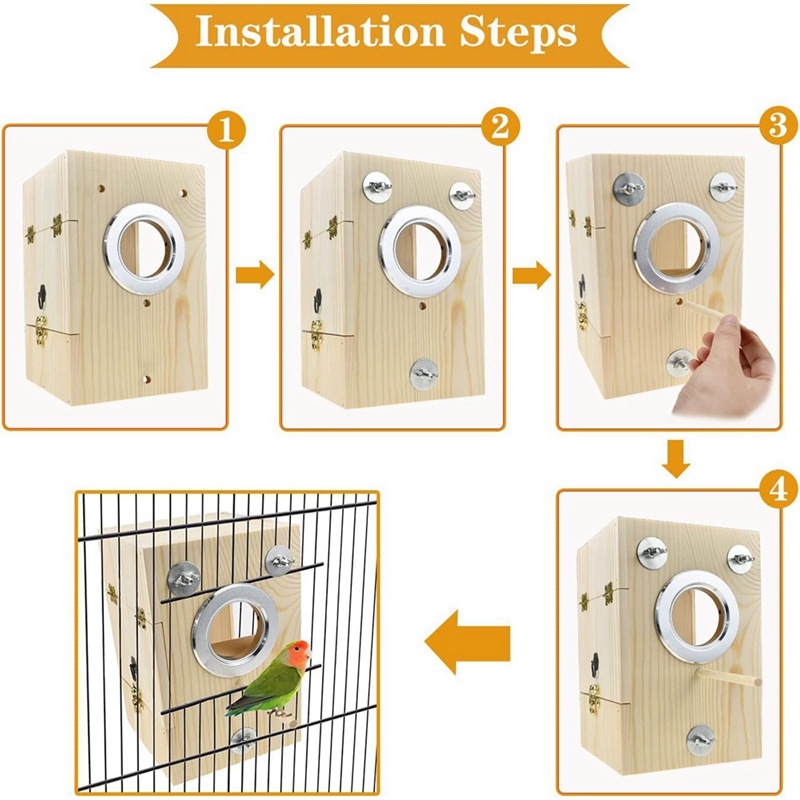 Wooden Nest Box Bird House Parrot Breeding Box Cage Can Hang Wooden Bird House Bird Feeder Easy To Use