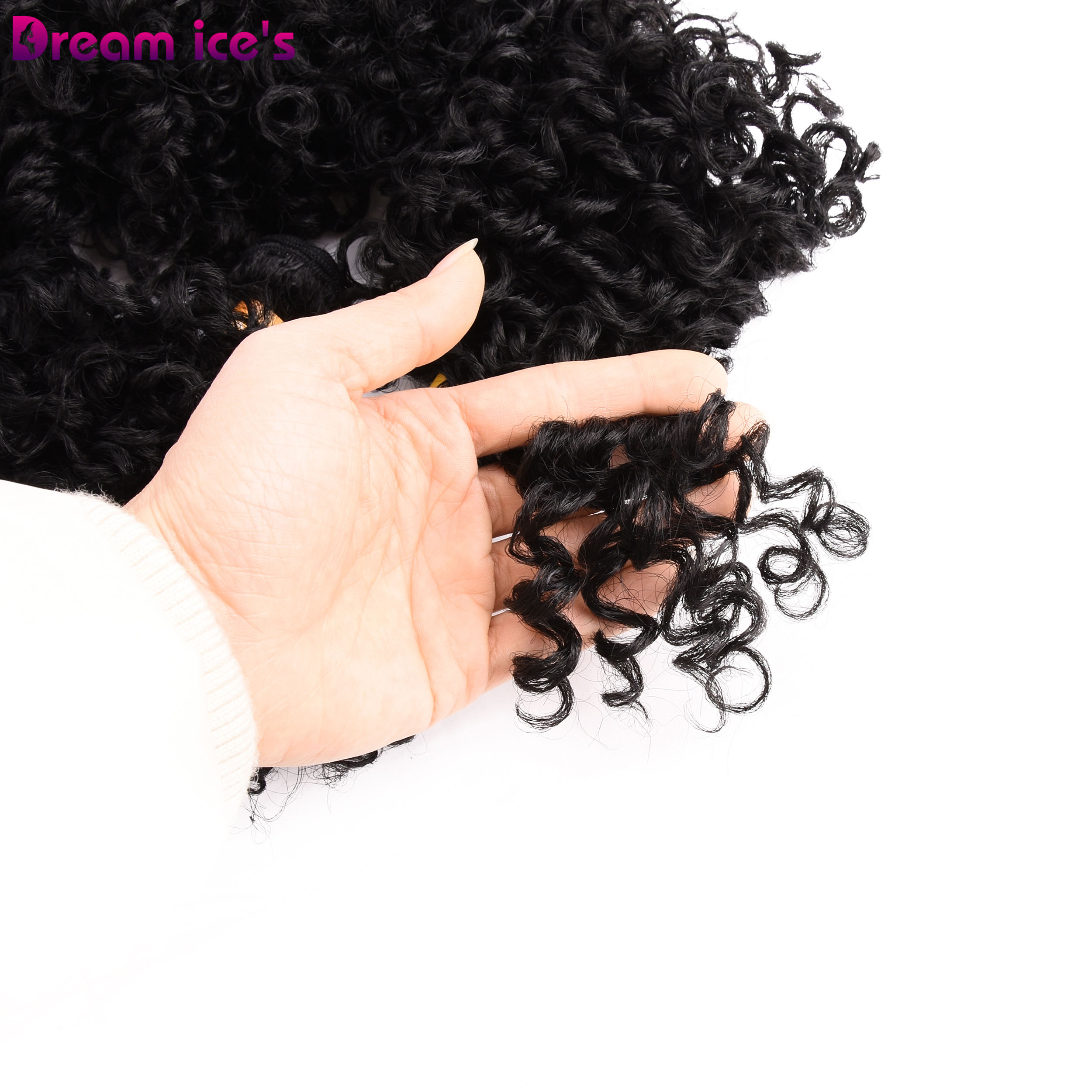 Short Black Synthetic Afro Kinky Curly Bundles Extensions Nature Hair 6Pcs/Lot Weave Curls Fake Hair Fiber For Women Dream Ice's