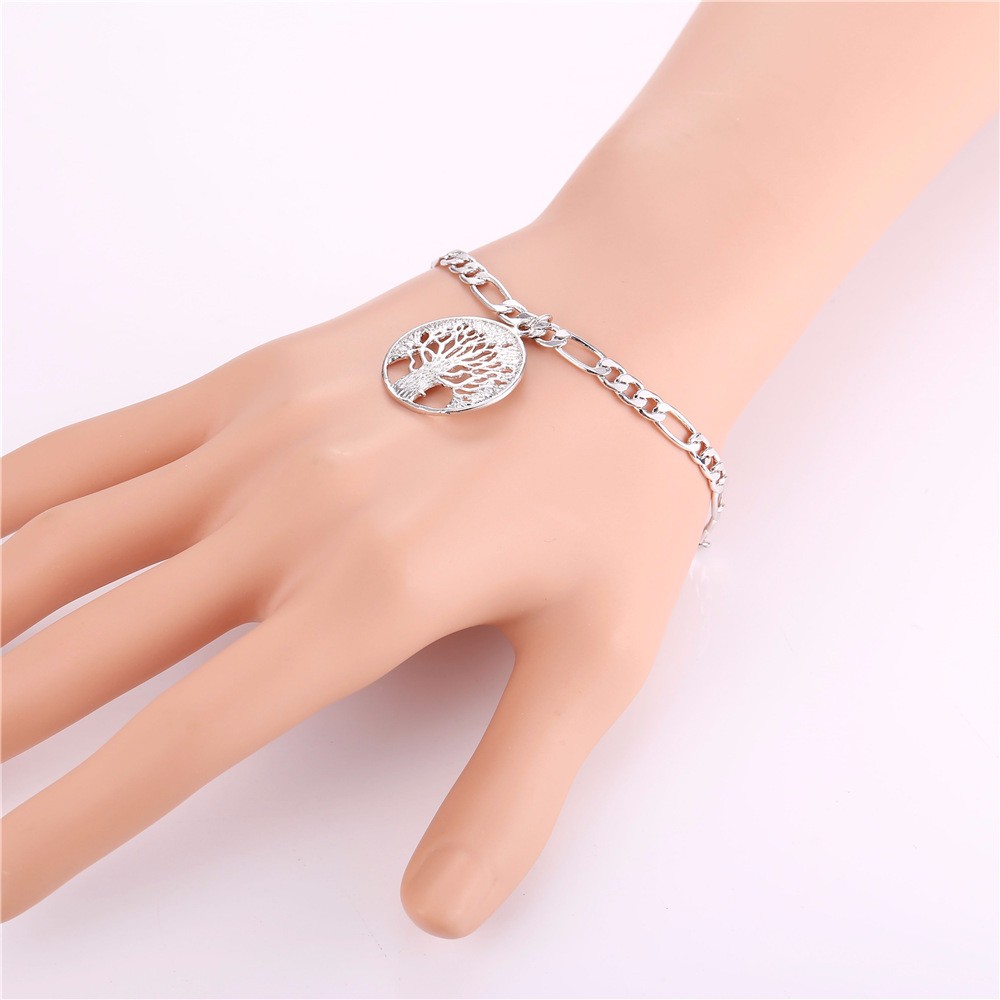 U7 Lucky Bracelet Necklace Set Trendy Gift Gold Color Charms Tree Of Life Russian Jewelry Set For Women S862