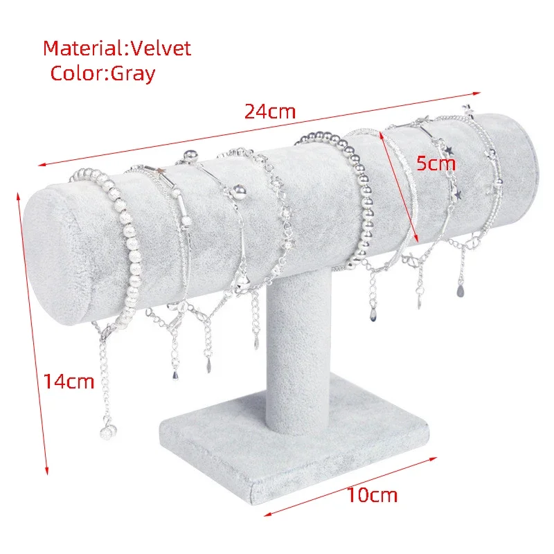 PU Leather / Velvet Bracelet Chain Watch Bangle Display T-Bar Rack Jewelry Organizer Hard Display Stand Storage Holder