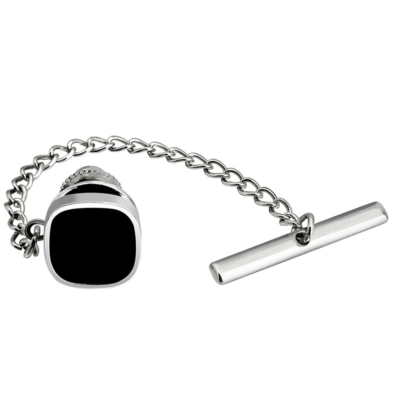HAWSON Men's Tie Pins Square Tie Tacks with Chain for Men Necktie Accessory