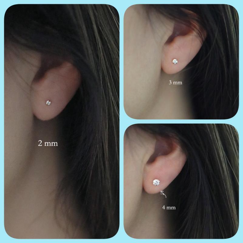 GOLDtutu 14 K Gold Crystal Earring for Women, Mini Dainty Simple Style, Small Stud Earrings, Jewelry Gift, kj50