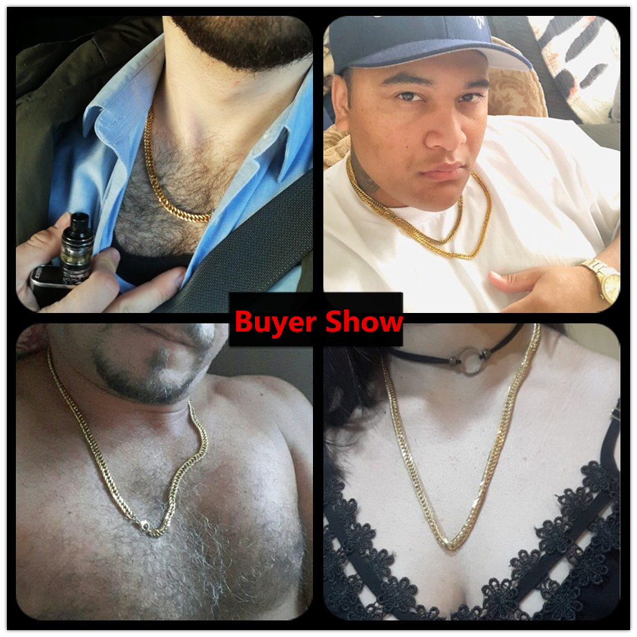 Men's 6.5mm Stainless Steel Black Silver Color Miami Cuban Link Necklace Long Women Bling Hip hop Jewelry Gold Chain 28"