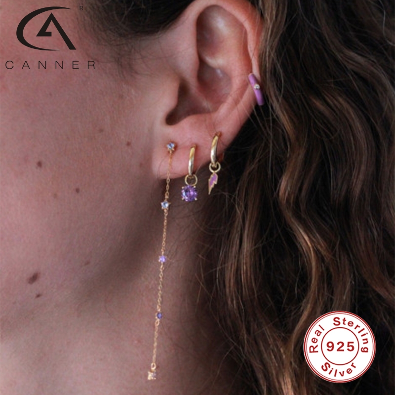 CANNER Ins Ear Hoop 925 Sterling Silver Earrings For Women Lightning Huggie Hoop Earrings Wholesale Earrings Lot Bulk Kolczyki