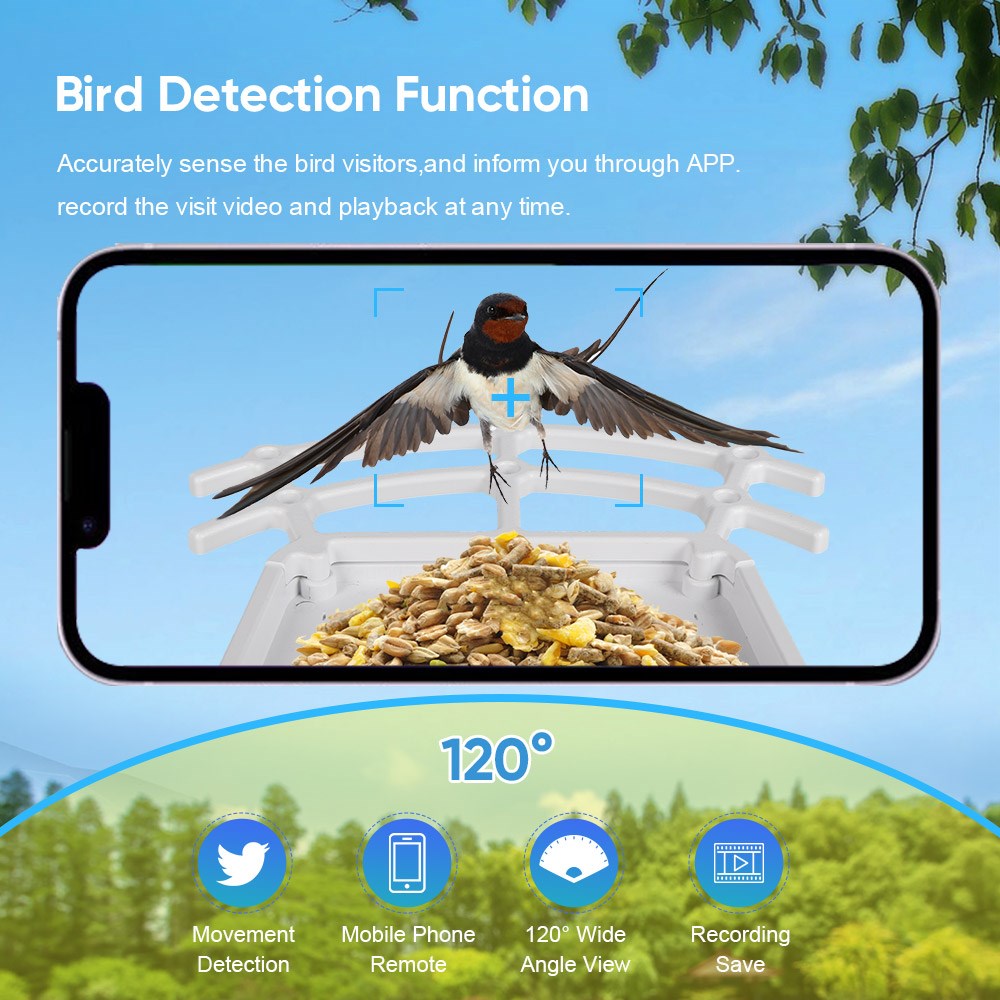 LS VISION Smart Bird Feeder Camera WiFi with Solar Panel AI Identify Bird Species, Auto Capture Watching 2K Cam, Live View ,