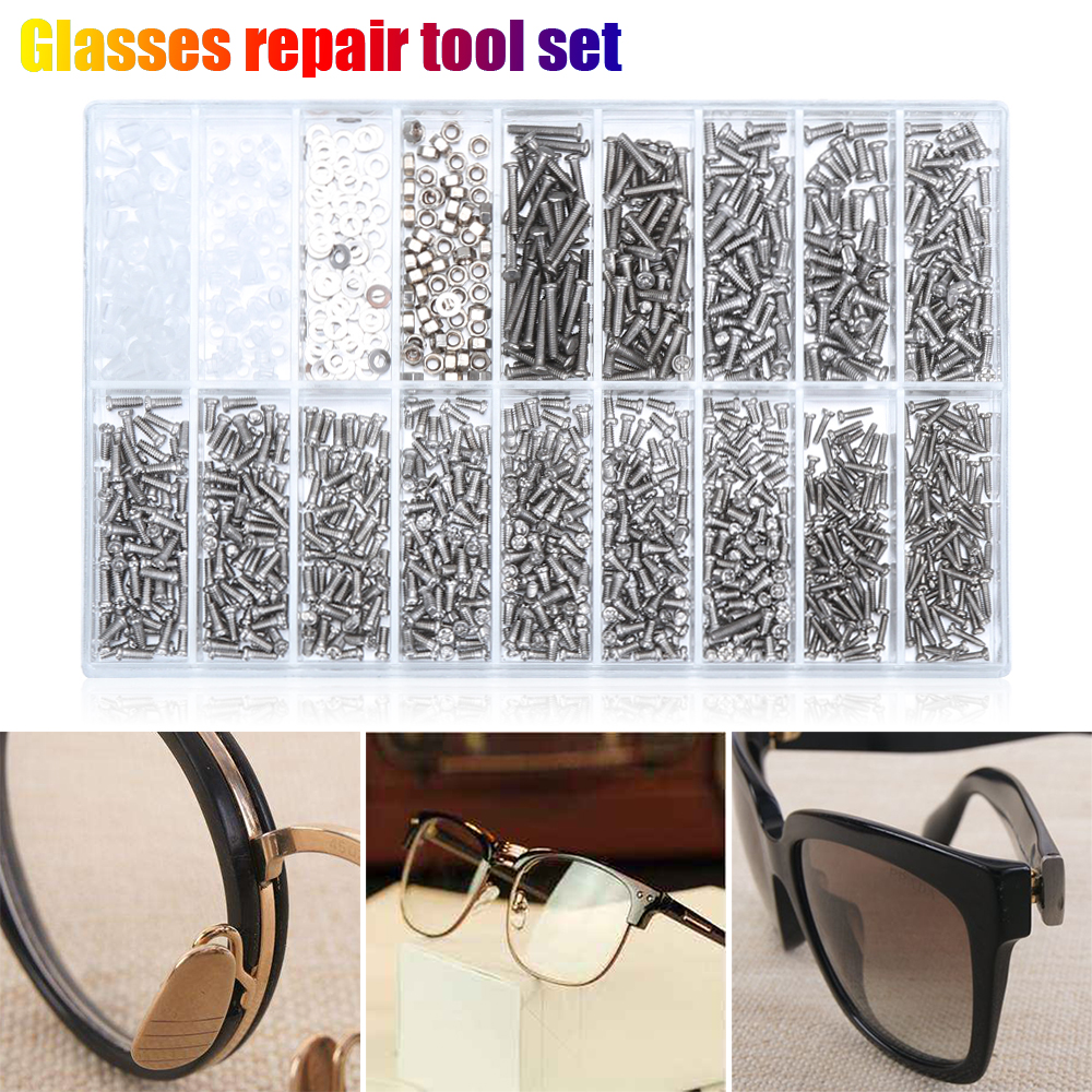 1000 Pcs Spectacles Sunglasses Glasses Repair Screw Nut Screwdriver Assorted Kit Used For Fixing Glasses/Watch Repair Tool Kit