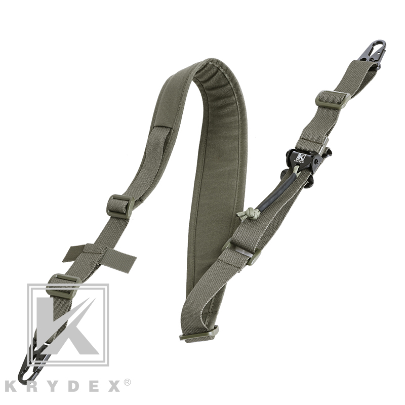 KRYDEX Tactical Rifle Sling Shooting Hunting Combat Modular Strap Removable 2 Point / 1 Point 2.25" Padded Rifle Accessories RG