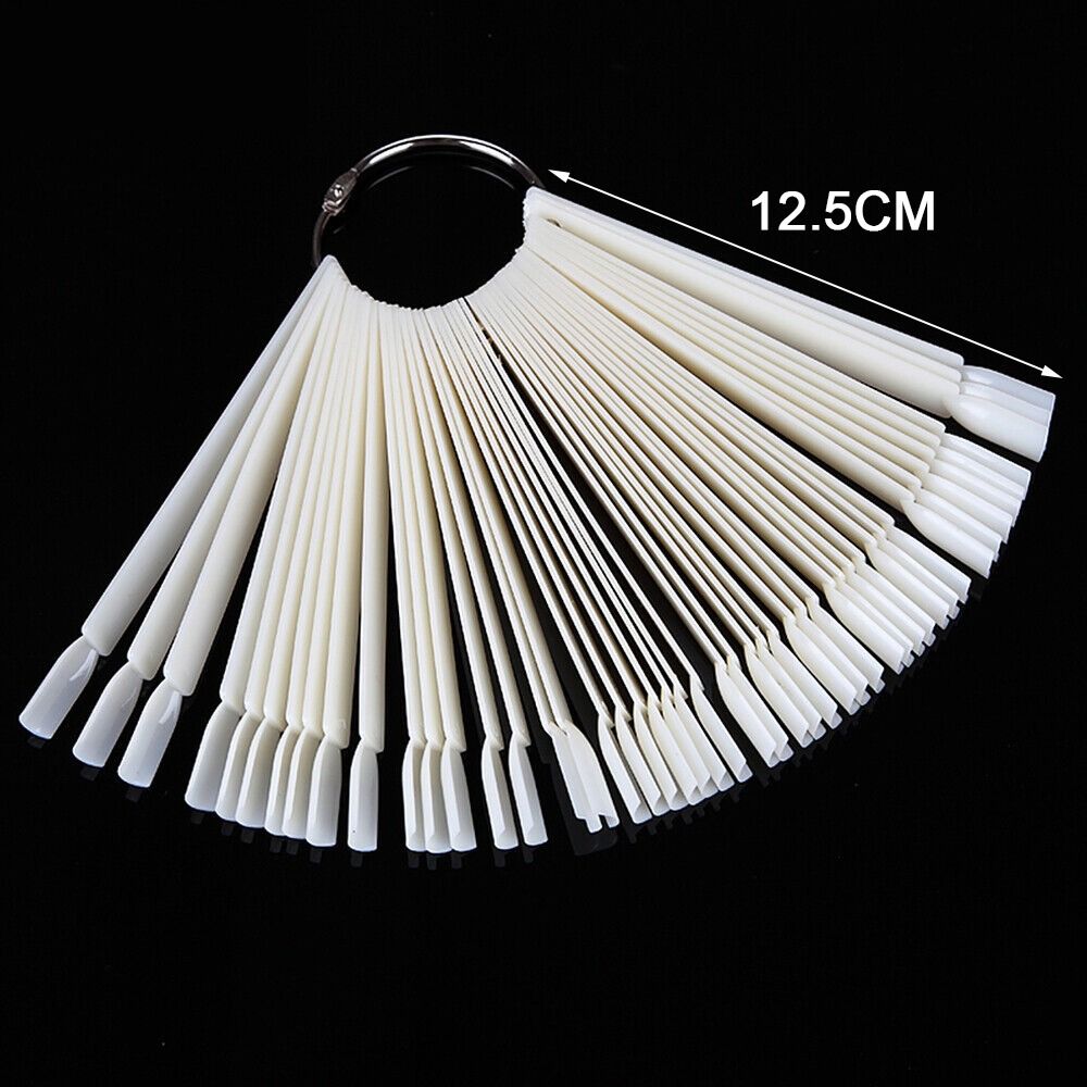 50Pcs/set Fan-shaped False Nail Polish Colour Display Card Swatch Sticks Practice Art Tips Nail Sample Sticks